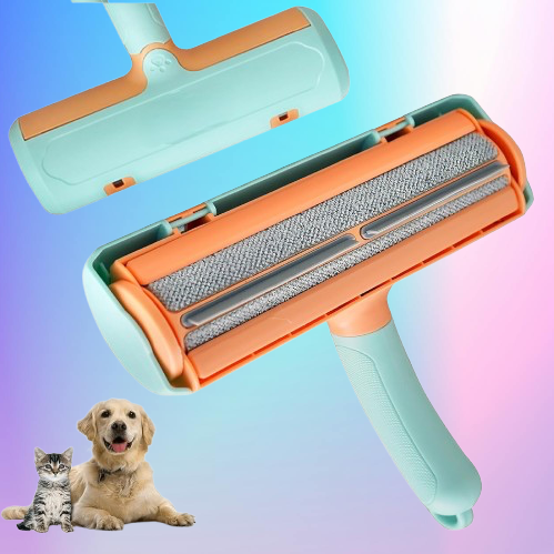 Roller Pet Hair Remover and Reusable Lint Roller - Cat and Dog Hair Remover for Furniture, Couch, Carpet, Clothing and Bedding - Portable, Multi-Surface Fur Removal Tool