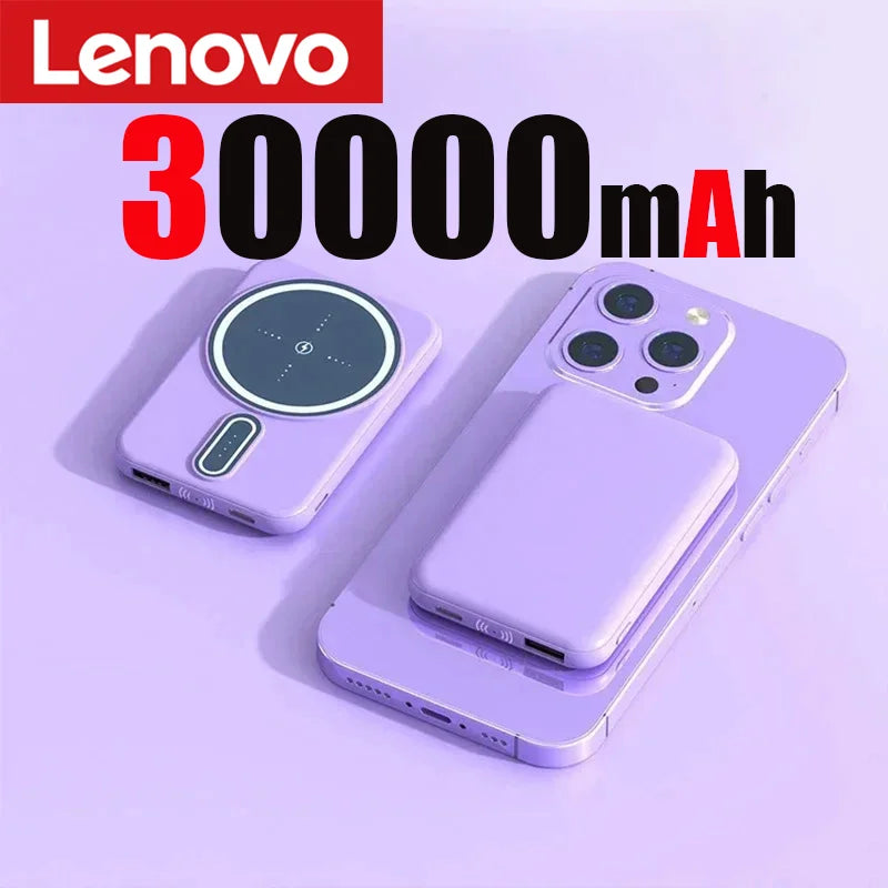 Lenovo 50000mAh Wireless Magnetic Power Bank Super Fast Charging Portable Battery Charger For iPhone Huawei Samsung 2024