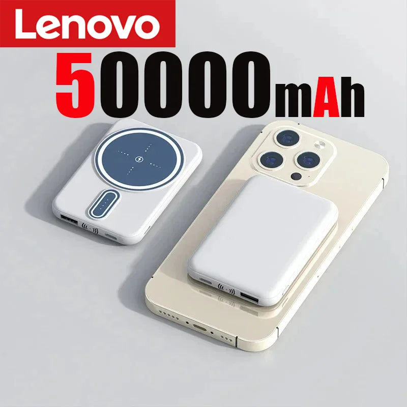 Lenovo 50000mAh Wireless Magnetic Power Bank Super Fast Charging Portable Battery Charger For iPhone Huawei Samsung 2024