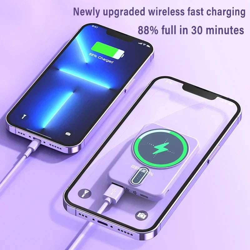 Lenovo 50000mAh Wireless Magnetic Power Bank Super Fast Charging Portable Battery Charger For iPhone Huawei Samsung 2024