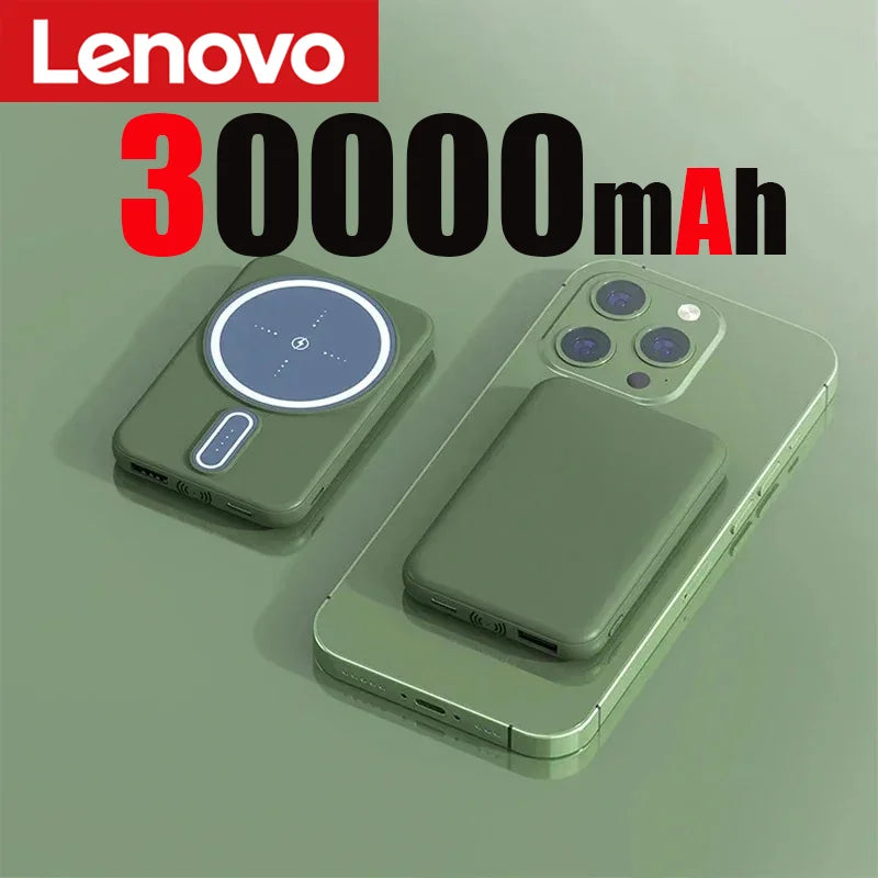 Lenovo 50000mAh Wireless Magnetic Power Bank Super Fast Charging Portable Battery Charger For iPhone Huawei Samsung 2024